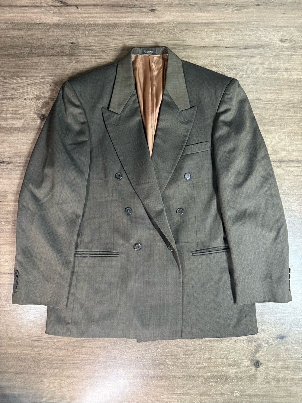 Cellini Collection Men’s 42R Brown Double Breasted Sport Coat Blazer Made USA